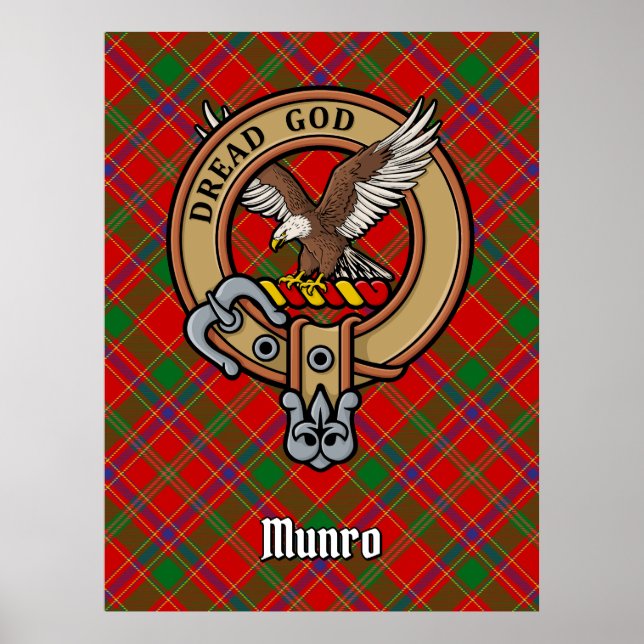 Clan Munro-Wappen auf Tartan Poster (Vorne)