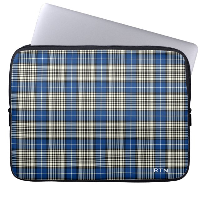Clan Napier Tartan Royal Blue Kariert Monogram Laptopschutzhülle (Vorderseite)