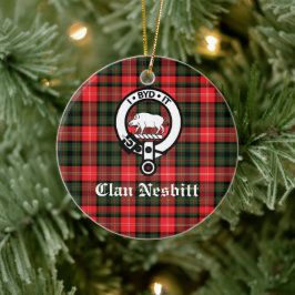 Clan Nesbitt Wappen Abzeichen & Tartan Personalisi Keramik Ornament
