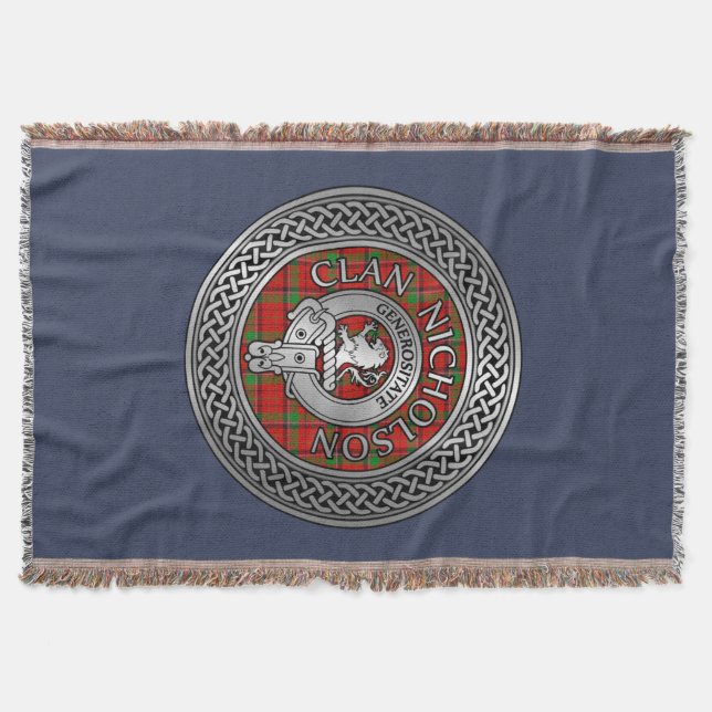 Clan Nicholson Wappen & Tartan Knot Decke (Vorderseite)