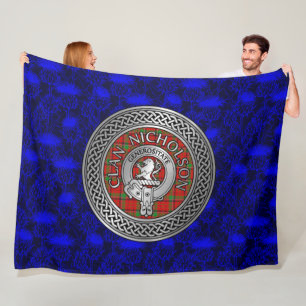 Clan Nicholson Wappen & Tartan Knot Fleecedecke