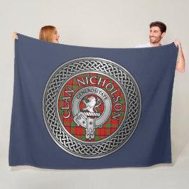 Clan Nicholson Wappen & Tartan Knot Fleecedecke