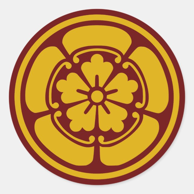 Clan Oda Wappen (Kamon) Klassischer Rundsticker Runder Aufkleber (Vorderseite)