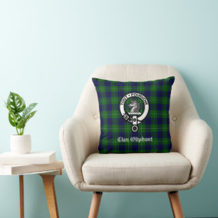 Clan Oliphant Tartan & Crest-Abzeichen Kissen