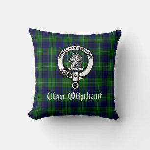 Clan Oliphant Wappen Abzeichen und Tartan Kissen