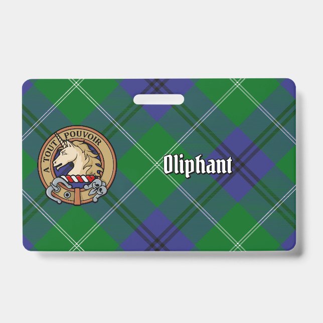 Clan Oliphant Wappen über Tartan Ausweis (Vorderseite)
