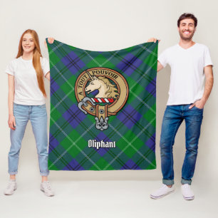 Clan Oliphant Wappen über Tartan Fleecedecke