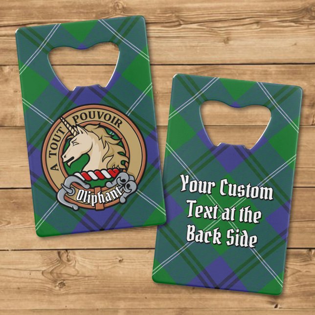 Clan Oliphant Wappen über Tartan Geldbeutel Flaschenöffner (Von Creator hochgeladen)