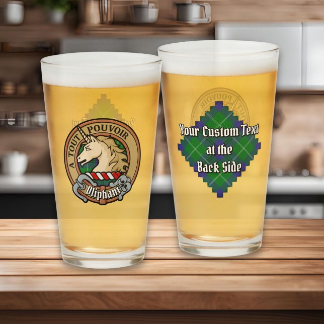 Clan Oliphant Wappen über Tartan Glas (Von Creator hochgeladen)