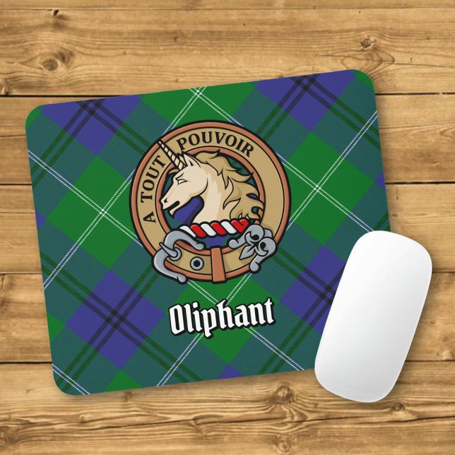Clan Oliphant Wappen über Tartan Mousepad (Von Creator hochgeladen)