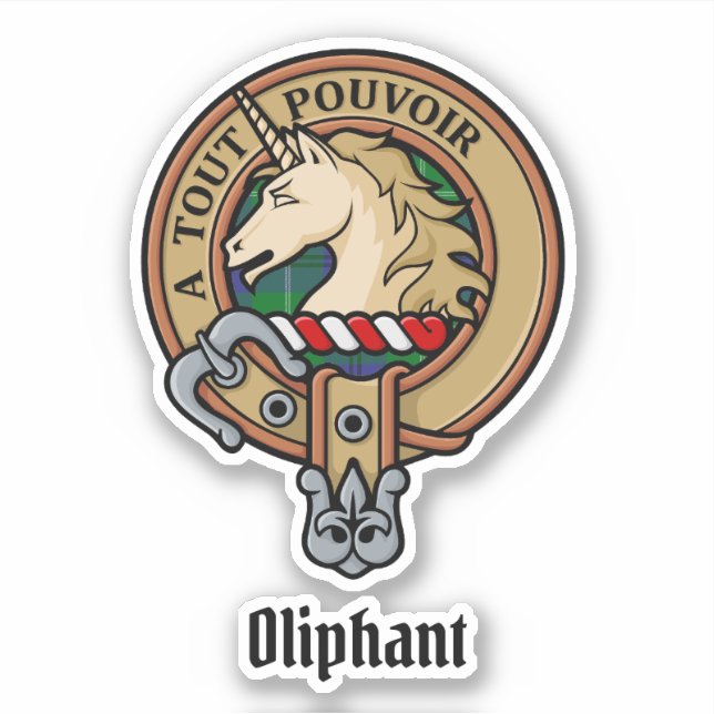 Clan Oliphant Wappen über Tartan Sticker (Vorderseite)