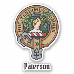 Clan Paterson Wappen über Tartan Aufkleber