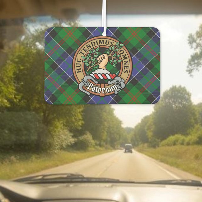 Clan Paterson Wappen über Tartan Autolufterfrischer (Von Creator hochgeladen)