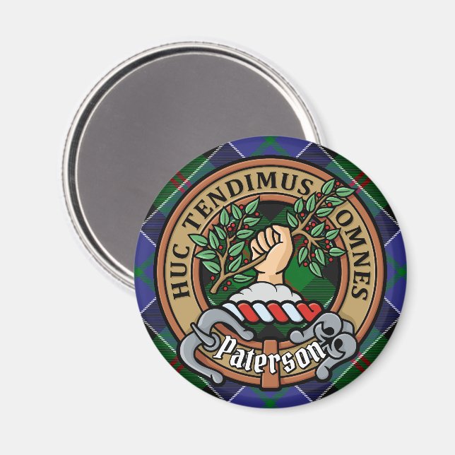 Clan Paterson Wappen über Tartan Magnet (Vorderseite/Rückseite)