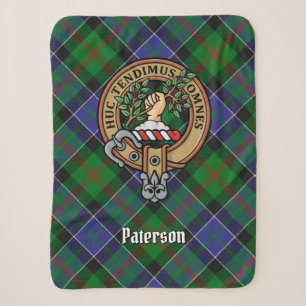 Clan Paterson Wappen über Tartan Sherpadecke