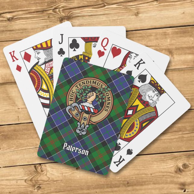 Clan Paterson Wappen über Tartan Spielkarten (Von Creator hochgeladen)