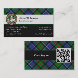 Clan Paterson Wappen über Tartan Visitenkarte