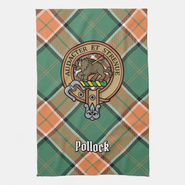 Clan Pollock Crest Serviette de cuisine (Vertical)