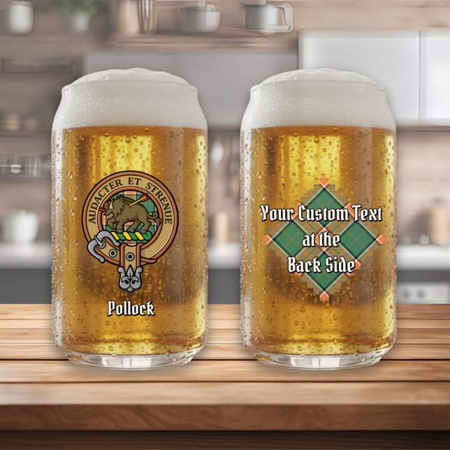 Clan Pollock Wappen über Tartan Dosenglas (Von Creator hochgeladen)