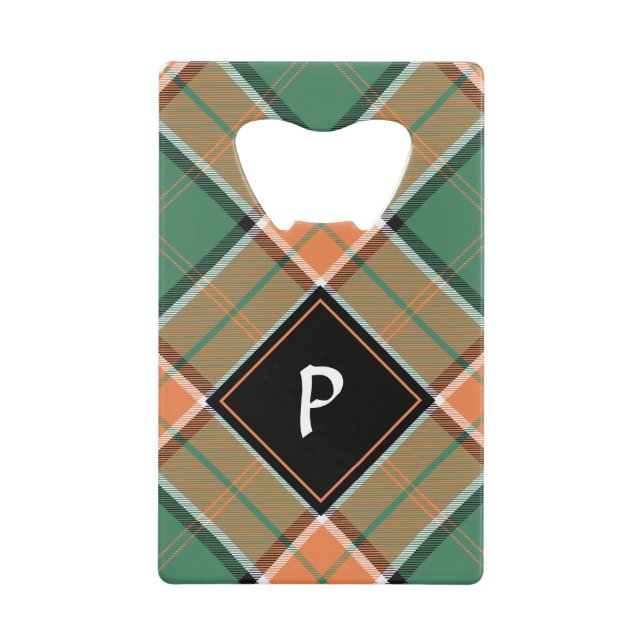 Clan Pollock Wappen über Tartan Geldbeutel Flaschenöffner (Vorderseite)