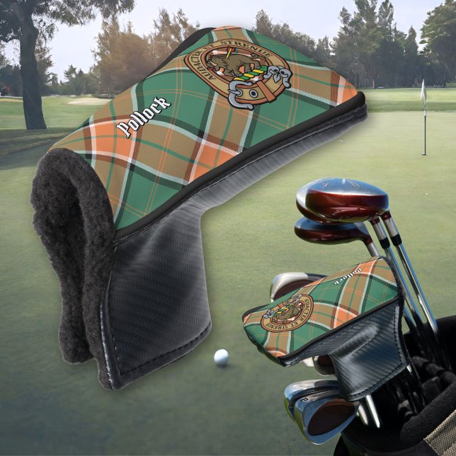 Clan Pollock Wappen über Tartan Golf Headcover (Von Creator hochgeladen)