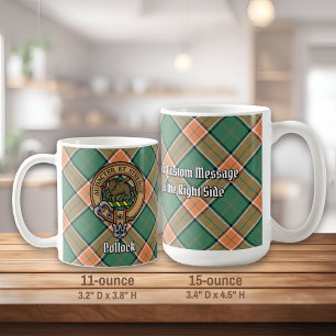 Clan Pollock Wappen über Tartan Kaffeetasse