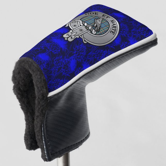 Clan Ralston Wappen & Tartan auf Thistle Golf Headcover (3/4 Vorderseite)