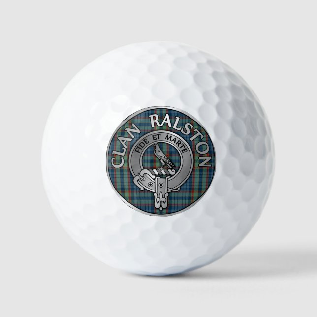Clan Ralston Wappen & Tartan Golfball (Vorderseite)
