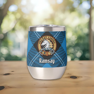 Clan Ramsay Crest sur Blue Hunter Tartan