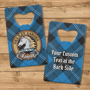 Clan Ramsay Crest sur Blue Hunter Tartan
