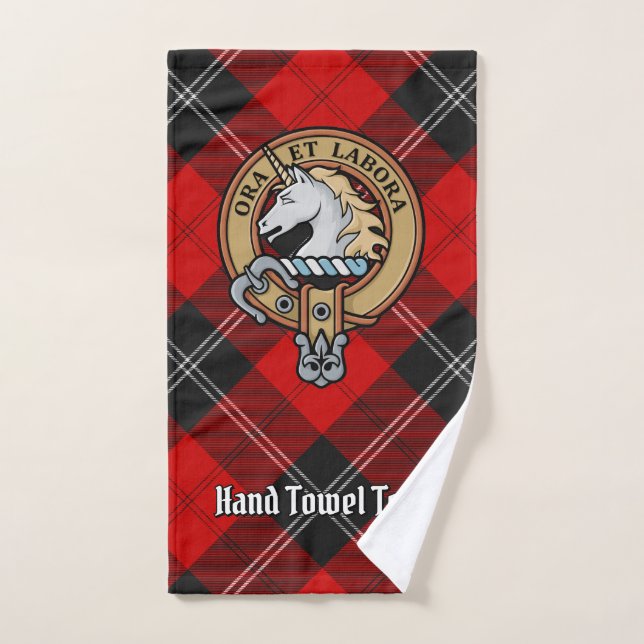 Clan Ramsay Crest sur Red Tartan (Serviette à main)