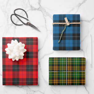 Clan Ramsay Red Blue und Orange Jagd Tartan Geschenkpapier Set