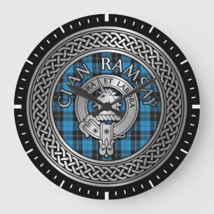 Clan Ramsay Wappen & Jagd Tartan Knot Große Wanduhr
