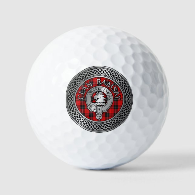 Clan Ramsay Wappen & Tartan Knot Golfball (Vorderseite)