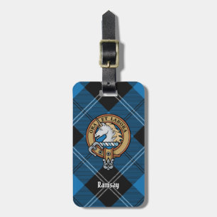 Clan Ramsay Wappen über Blue Hunting Tartan Gepäckanhänger
