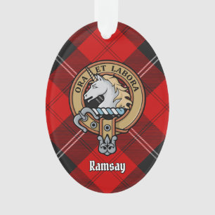 Clan Ramsay Wappen über Red Tartan Ornament