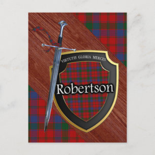 Clan Robertson Tartan Sword & Shield Postkarte