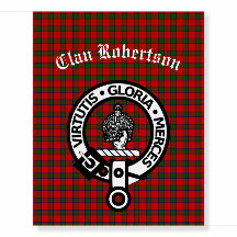Clan Robertson Wappen Abzeichen & Tartan 16x20