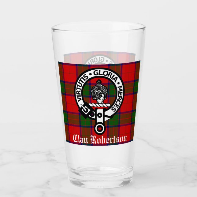 Clan Robertson Wappen Abzeichen & Tartan Glas (Vorderseite)