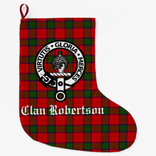 Clan Robertson Wappen Abzeichen & Tartan Großer Weihnachtsstrumpf