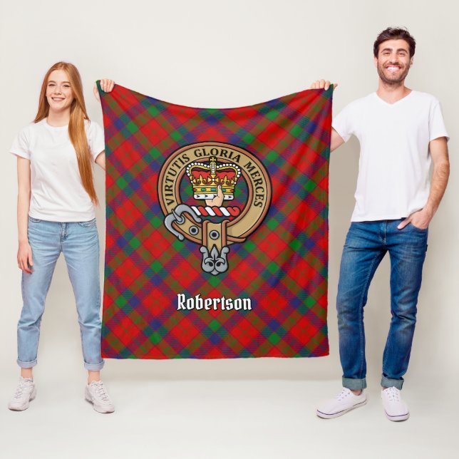 Clan Robertson Wappen über Tartan Fleecedecke (Beispiel)