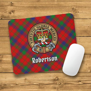Clan Robertson Wappen über Tartan Mousepad