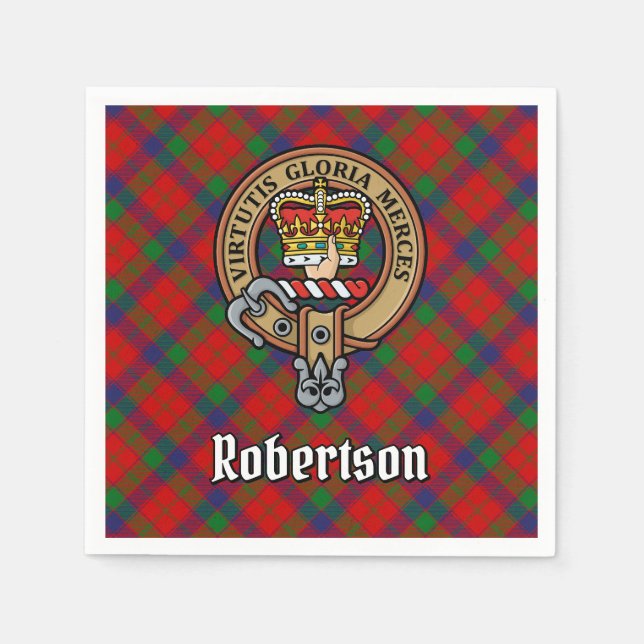 Clan Robertson Wappen über Tartan Serviette (Vorderseite)
