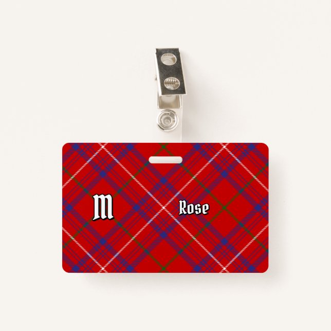 Clan Rose Tartan Ausweis (Vorderseite mit Klammer)
