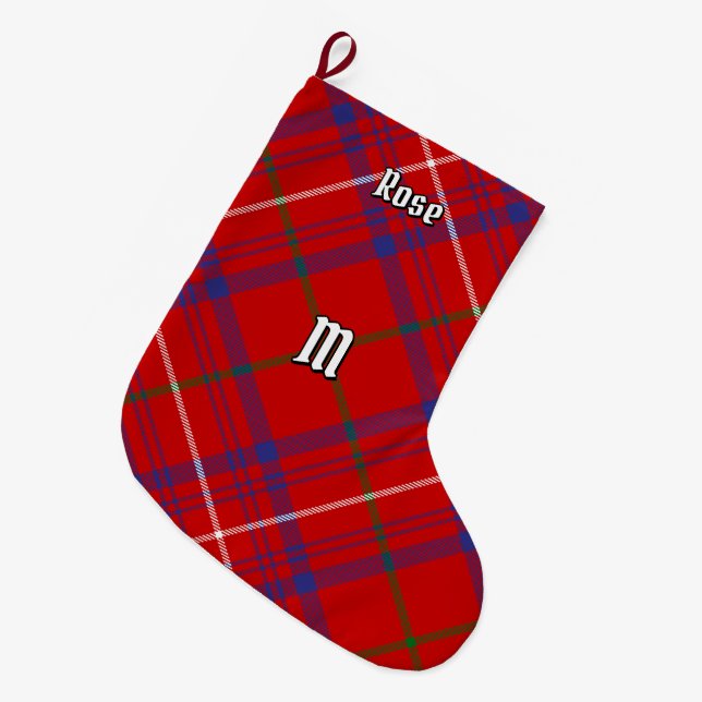 Clan Rose Tartan Großer Weihnachtsstrumpf (Vorderansicht (hängend))