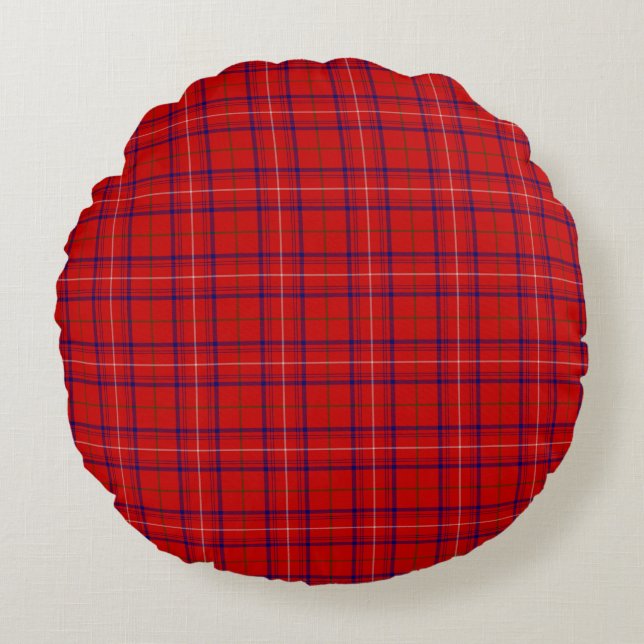 Clan Rose Tartan Kariert Rundes Kissen (Vorderseite)