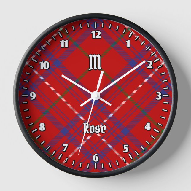 Clan Rose Tartan Uhr (Vorderseite)