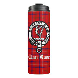 Clan Rose Wappen Abzeichen und Tartan Thermosbecher