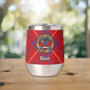 Clan Rose Wappen über Tartan