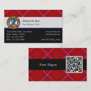 Clan Rose Wappen über Tartan Visitenkarte